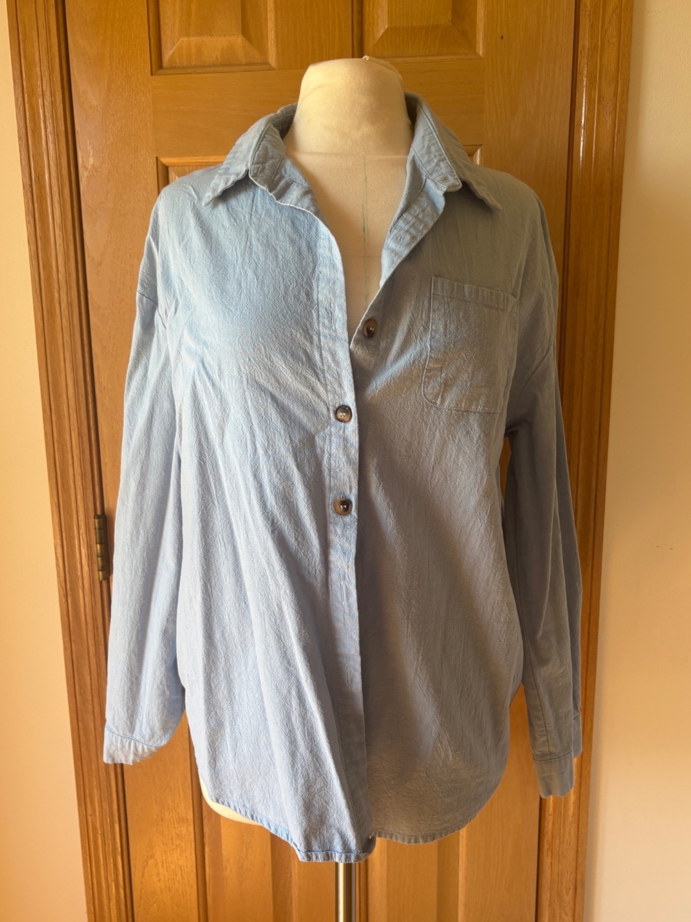 🤍Light Blue Men’s Button-Up Shirt - Casual Long Sleeve🤍